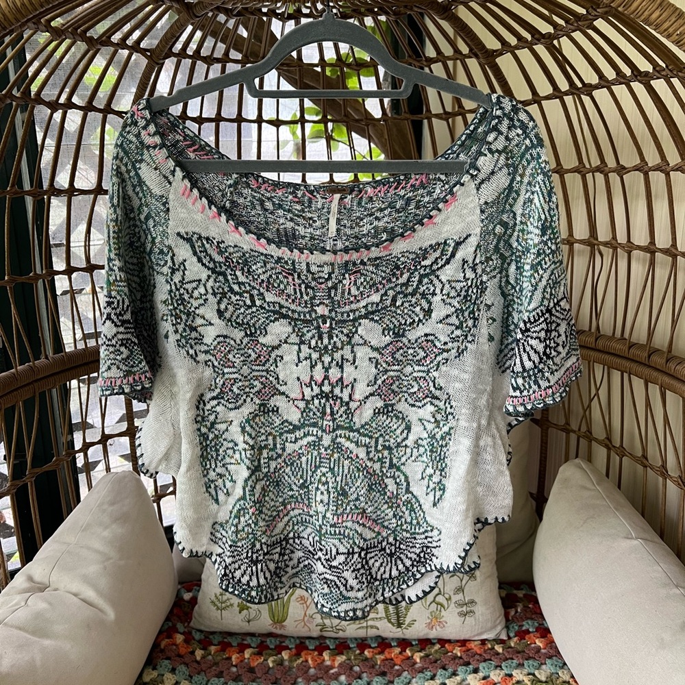 Free people knitted poncho crop top